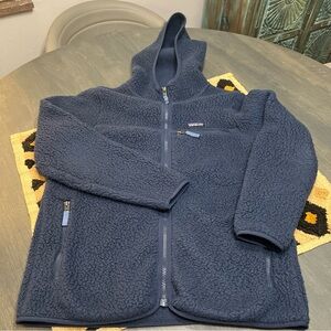 Patagonia Worn Wear Women’s Fleece Hooded Full Zip Retro Pile Jacket Blue Large